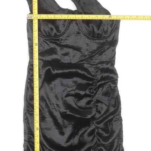 Boohoo Women’s Black One Shoulder Ruched Bodycon Dress UK 10