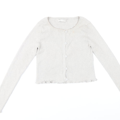 Pull&Bear Women's Beige Slim Fit Knit Cardigan Size S