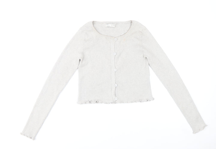 Pull&Bear Women's Beige Slim Fit Knit Cardigan Size S