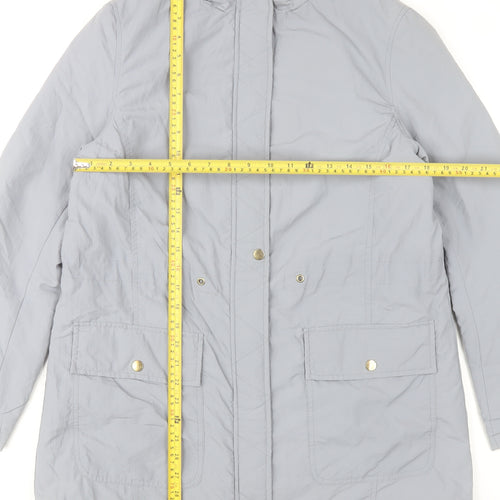 Anthology Women’s Grey Parka Jacket Size 12 Nylon Mid-Length