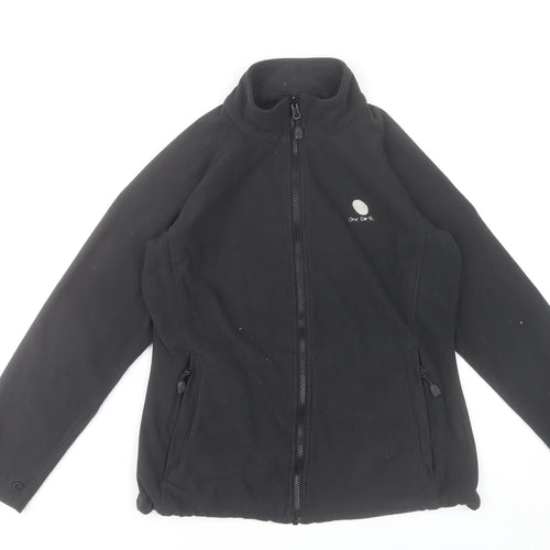 One Earth Women's Black Fleece Zip Jacket Size 12 Outdoor Warm Layer