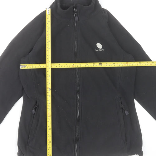 One Earth Women's Black Fleece Zip Jacket Size 12 Outdoor Warm Layer