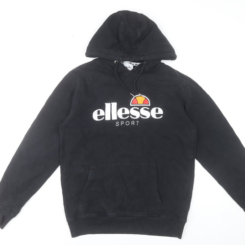 Ellesse Womens Black Hoodie UK 14 Pullover Cotton Blend Sport Sweatshirt