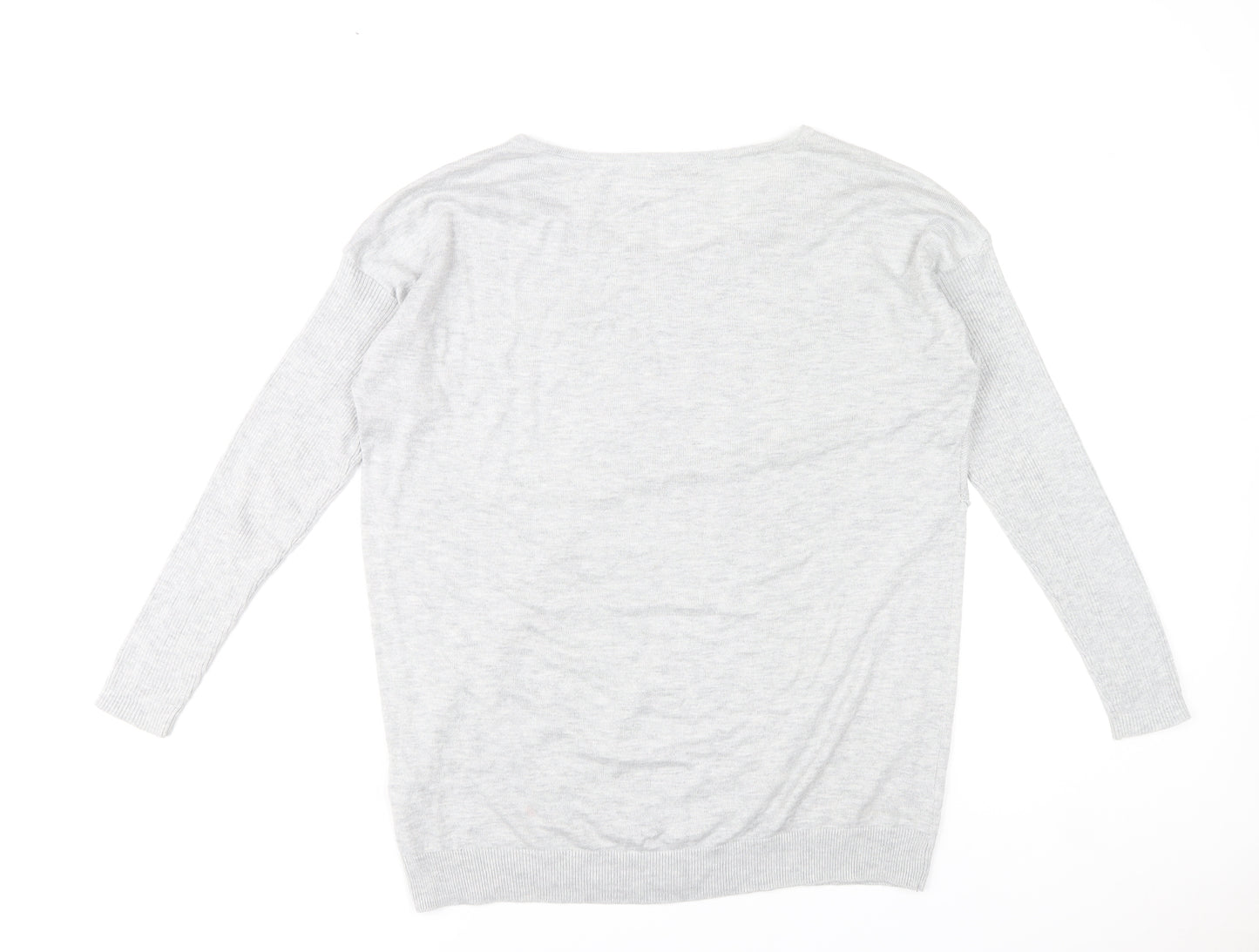 RJR John Rocha Women’s Grey Size 16 V-Neck Long Sleeve Pullover Jumper