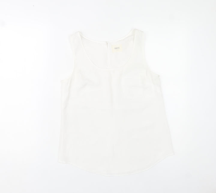Oasis Women’s White Sleeveless Chiffon Tank Top Size 10
