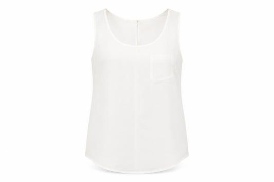 Front view of Oasis Women’s White Sleeveless Chiffon Tank Top, size UK 10