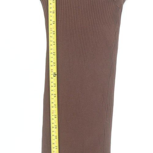 Zara Women Brown Sleeveless Long Bodycon Cut Out Knit Dress Size S