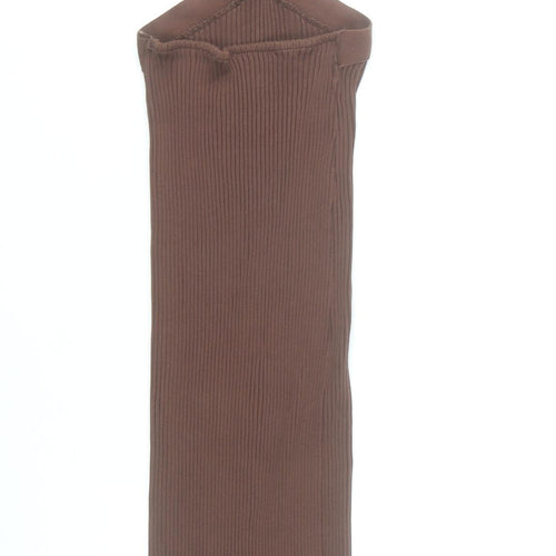 Zara Women Brown Sleeveless Long Bodycon Cut Out Knit Dress Size S