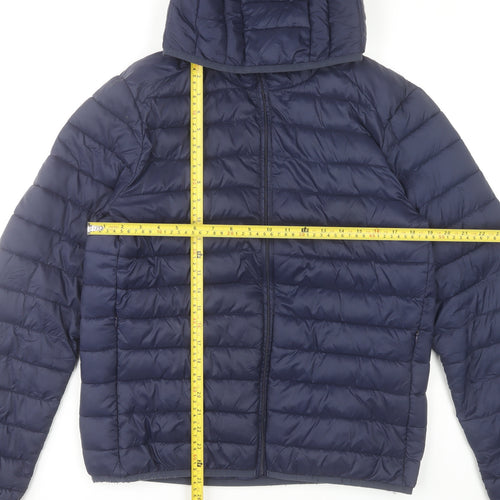 St. Bernard Men’s Blue Puffer Jacket L 41-43" Hooded Lightweight