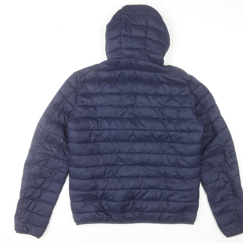 St. Bernard Men’s Blue Puffer Jacket L 41-43" Hooded Lightweight