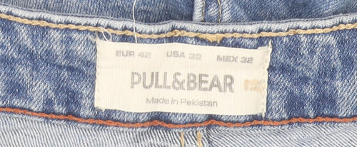 Pull&Bear Men's Blue Denim Distressed Shorts Size 32 Regular Fit