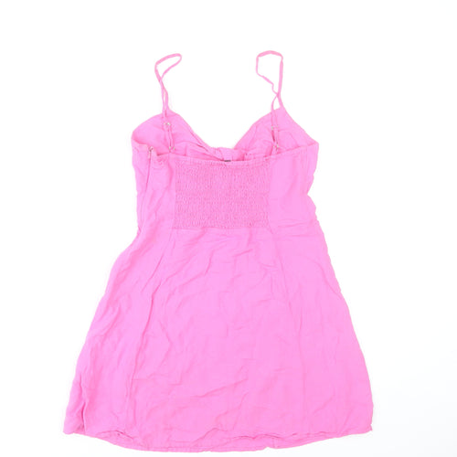 Bershka Womens Pink Slip Dress S Viscose Linen Summer Casual