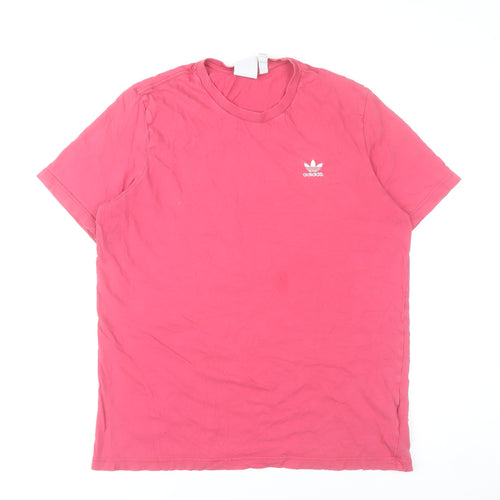 Adidas Mens Pink Crew Neck Short Sleeve Cotton T-Shirt L