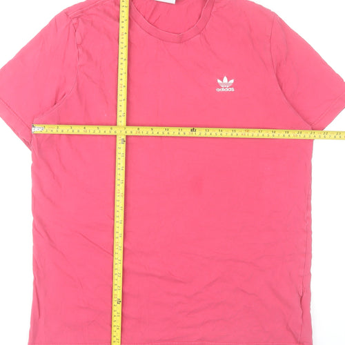Adidas Mens Pink Crew Neck Short Sleeve Cotton T-Shirt L
