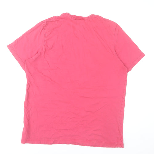 Adidas Mens Pink Crew Neck Short Sleeve Cotton T-Shirt L