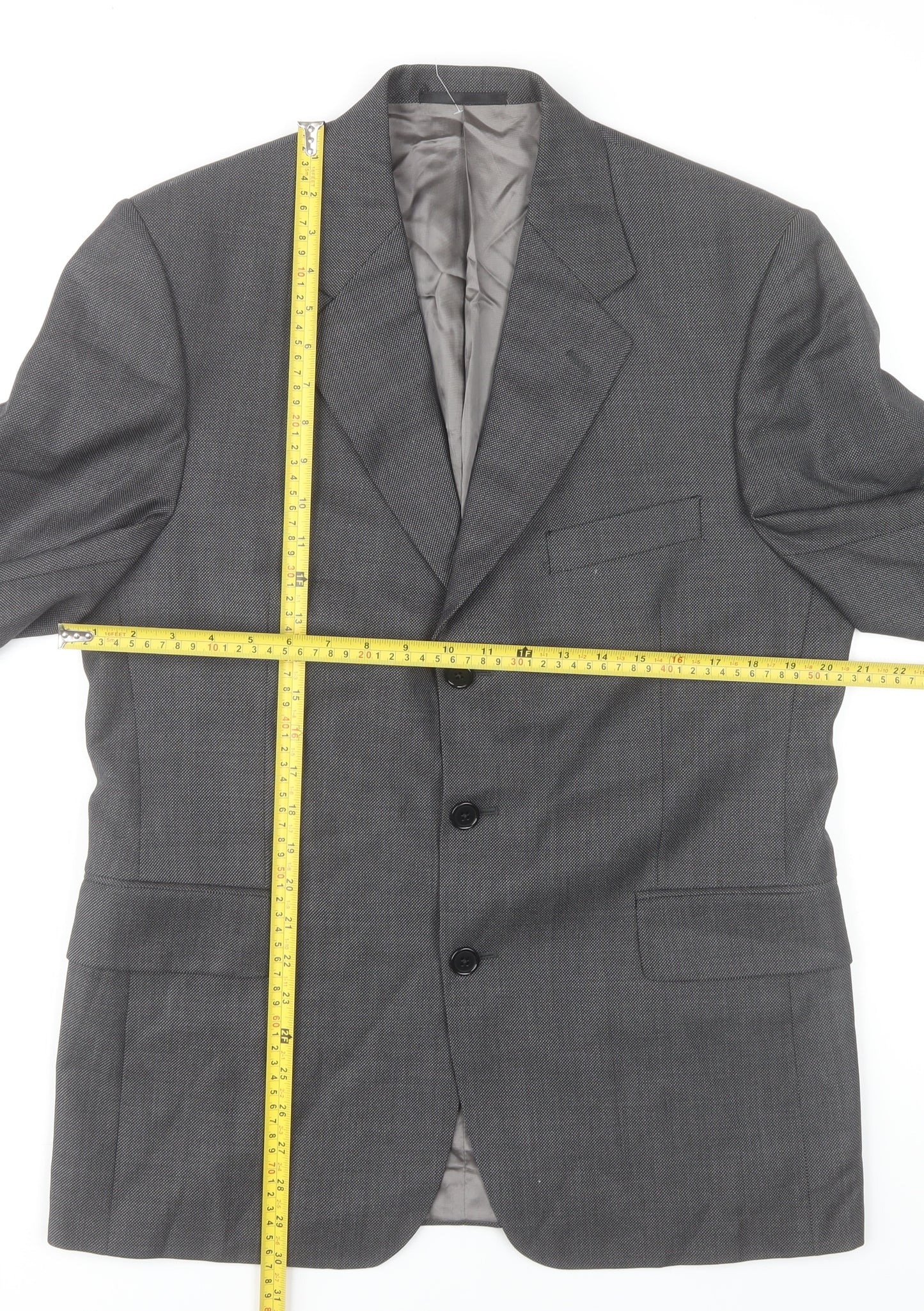 Austin Reed Men’s Grey Wool Blazer Jacket 40 Regular Classic Fit