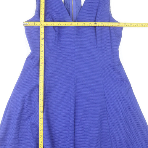 Oasis Women Blue Fit & Flare Sleeveless V-Neck Dress Size 14