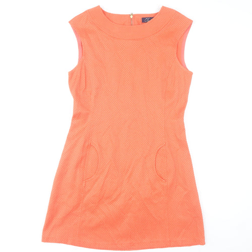 Closet Women’s Orange Shift Dress Size 14 Sleeveless Knee Length