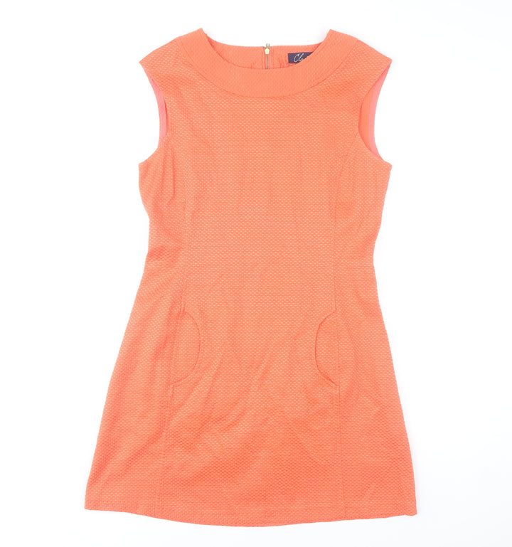 Closet Women’s Orange Shift Dress Size 14 Sleeveless Knee Length