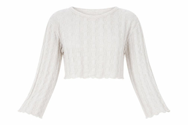 Pull&Bear Women’s Beige Open-Knit Cropped Jumper Size 12