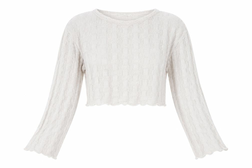Pull&Bear Women’s Beige Open-Knit Cropped Jumper Size 12
