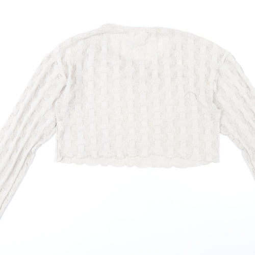 Pull & Bear Women’s Beige Open-Knit Cropped Jumper Size 12