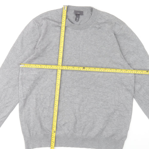 H&M Men Grey Slim Fit Crew Neck Jumper Size L Lightweight Knit