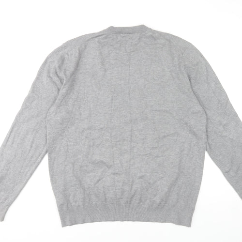 H&M Men Grey Slim Fit Crew Neck Jumper Size L Lightweight Knit