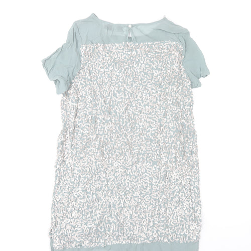 ELLI Women's Green Sequin Short Shift Dress Size 10 Party