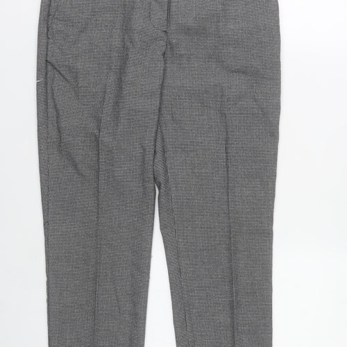 Zara Womens Grey Check Slim Fit Straight Leg Trousers Size 12