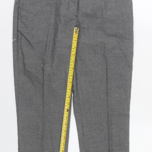 Zara Womens Grey Check Slim Fit Straight Leg Trousers Size 12