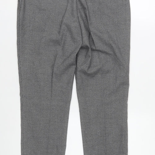 Zara Womens Grey Check Slim Fit Straight Leg Trousers Size 12