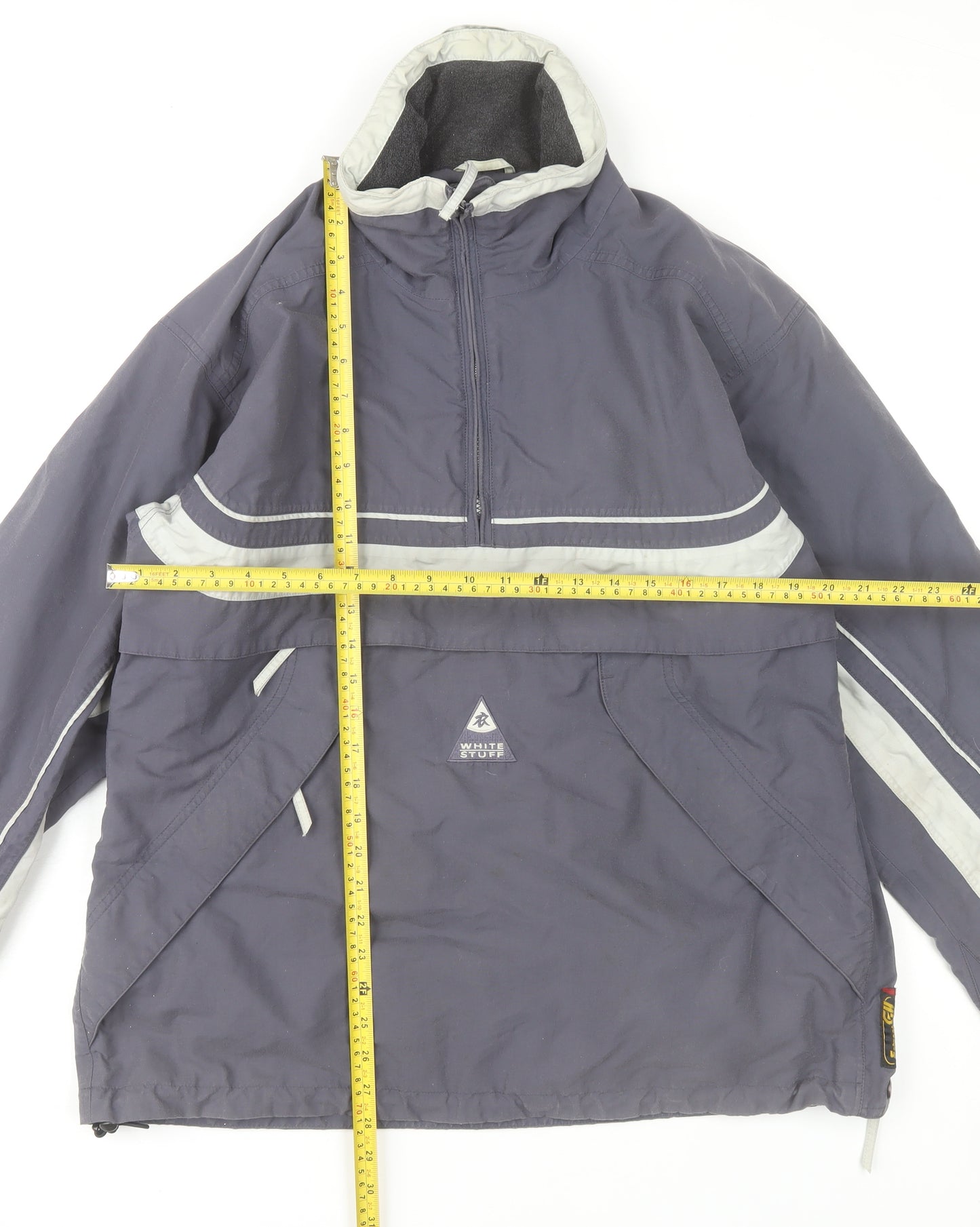 White Stuff Men's Grey L Anorak Jacket Water Resistant Outdoor Zip Pockets