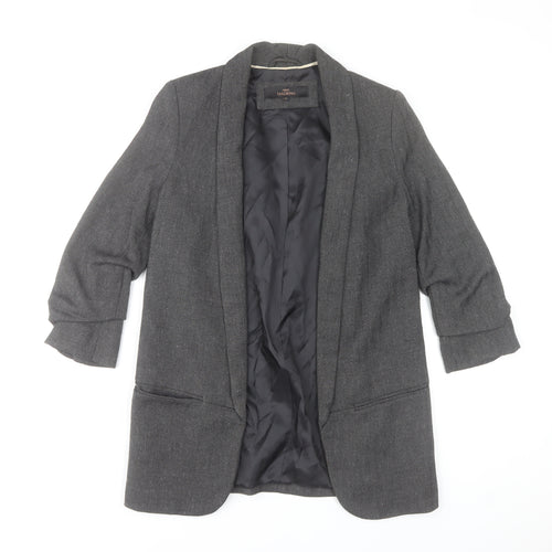 Next Women Grey Herringbone Blazer Jacket Size 6 Tailored Lined
