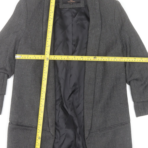 Next Women Grey Herringbone Blazer Jacket Size 6 Tailored Lined