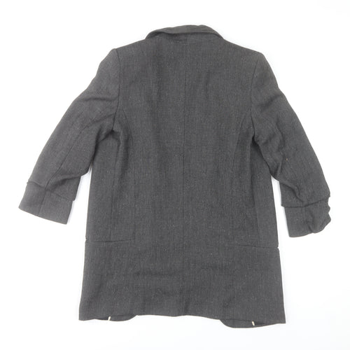 Next Women Grey Herringbone Blazer Jacket Size 6 Tailored Lined