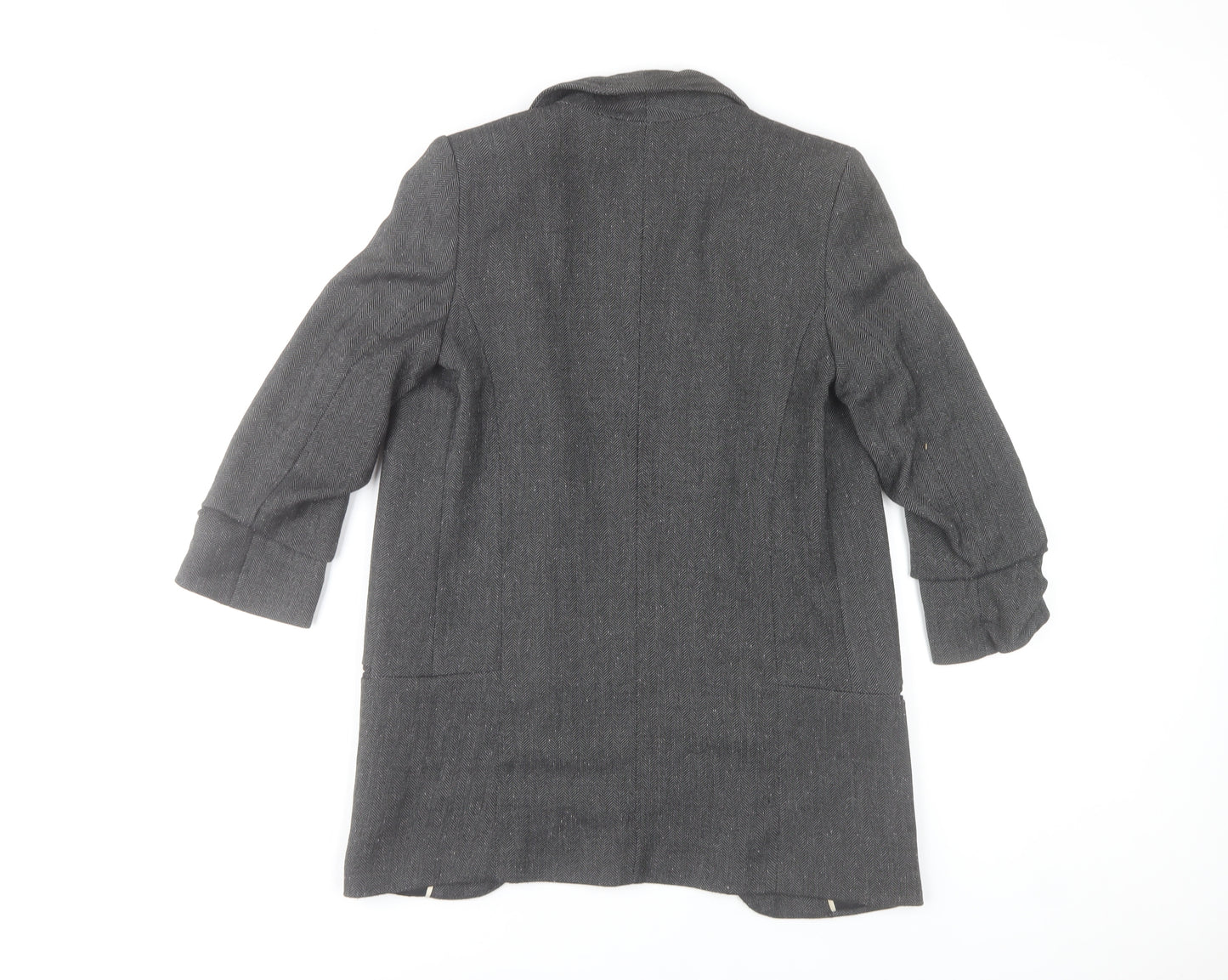 Next Women Grey Herringbone Blazer Jacket Size 6 Tailored Lined