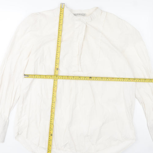 Kookai Women's Ivory Long Sleeve Button Blouse Size 14