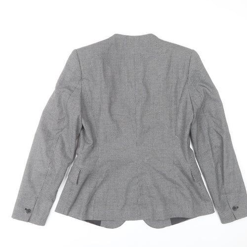Zara Women Grey Houndstooth Single-Breasted Blazer Size 12