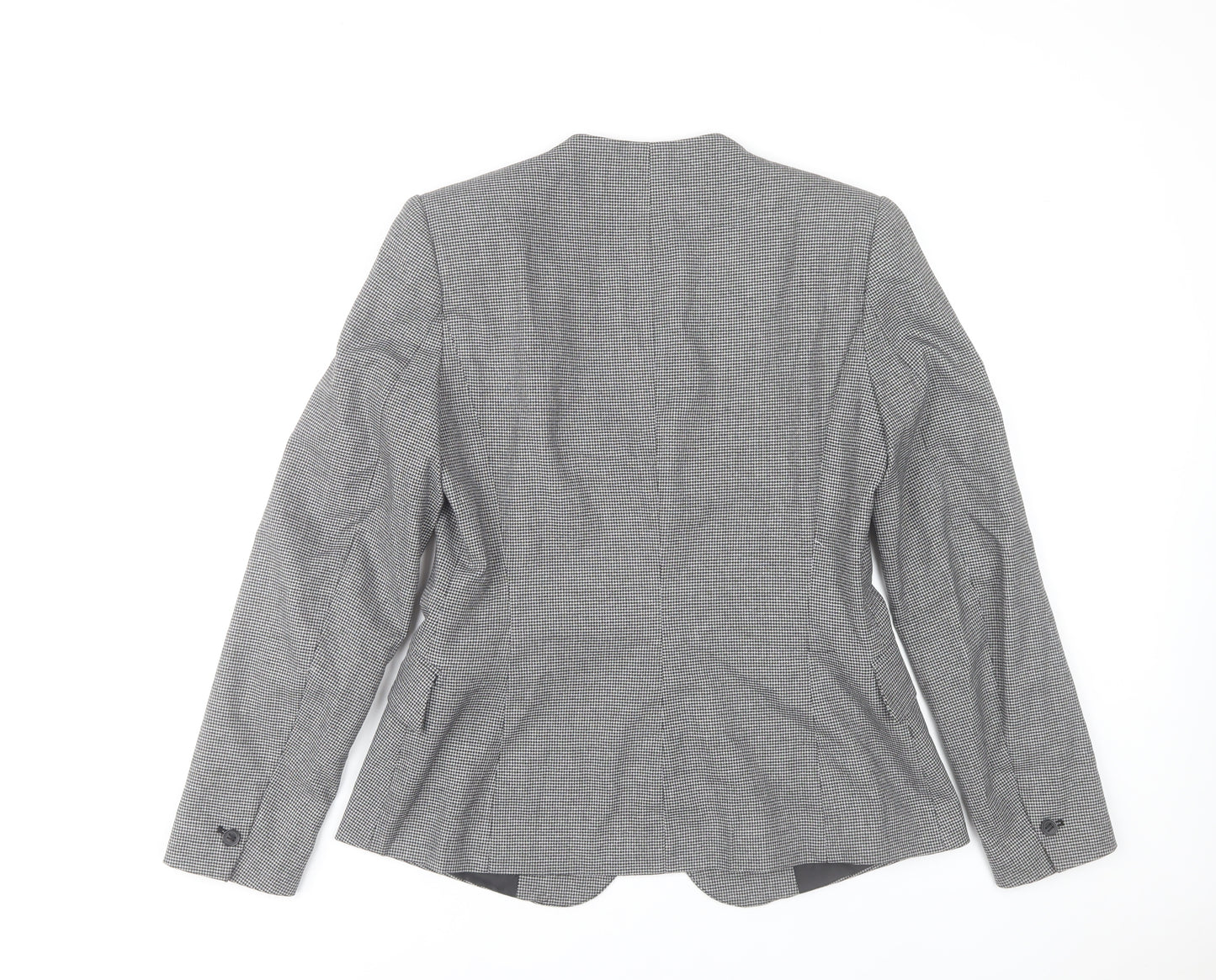 Zara Women Grey Houndstooth Single-Breasted Blazer Size 12