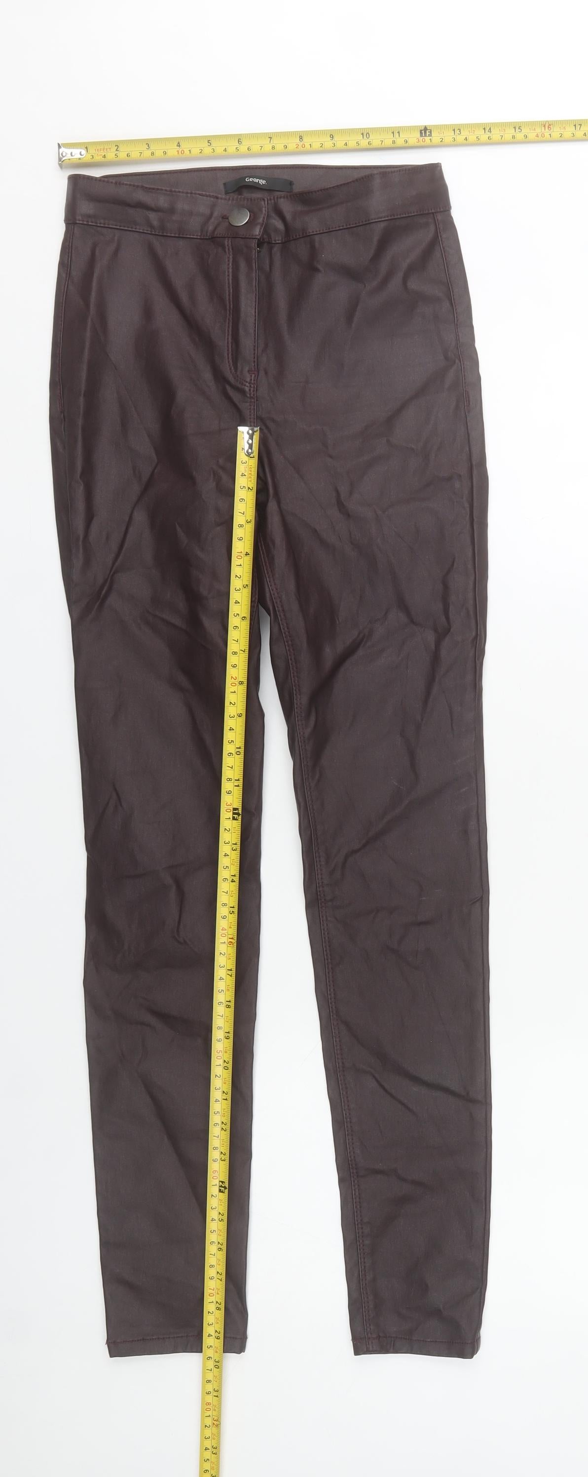 George Women’s Burgundy Skinny Jeans UK 10 Viscose Blend Mid Rise