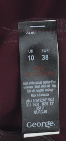 George Women’s Burgundy Skinny Jeans UK 10 Viscose Blend Mid Rise