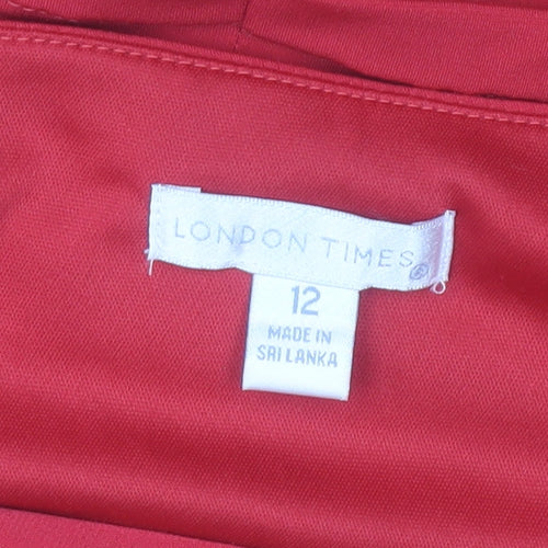 London Times Women’s Red One Shoulder Bodycon Dress Size 12