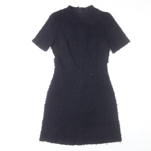 Warehouse Women’s Black Short Shift Dress Size 10 Textured Elegant