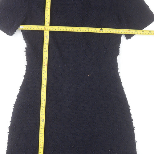 Warehouse Women’s Black Short Shift Dress Size 10 Textured Elegant