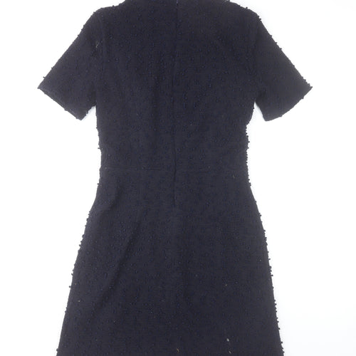 Warehouse Women’s Black Short Shift Dress Size 10 Textured Elegant