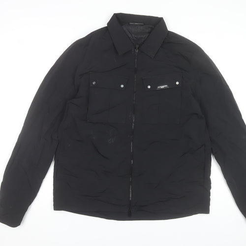 Alessandro Zavetti Men's Black Nylon Full Zip Casual Jacket L