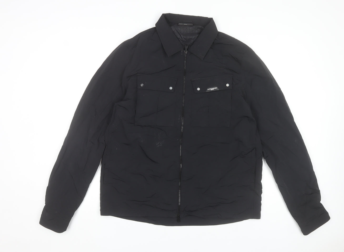 Alessandro Zavetti Men's Black Nylon Full Zip Casual Jacket L