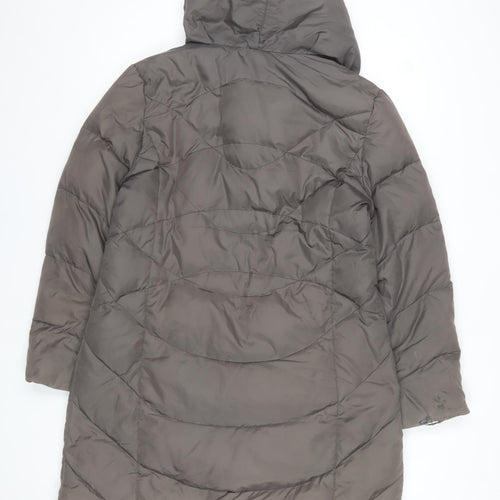 Nine West Women's Brown Long Puffer Coat Size L Hooded Quilted Winter Jacket
