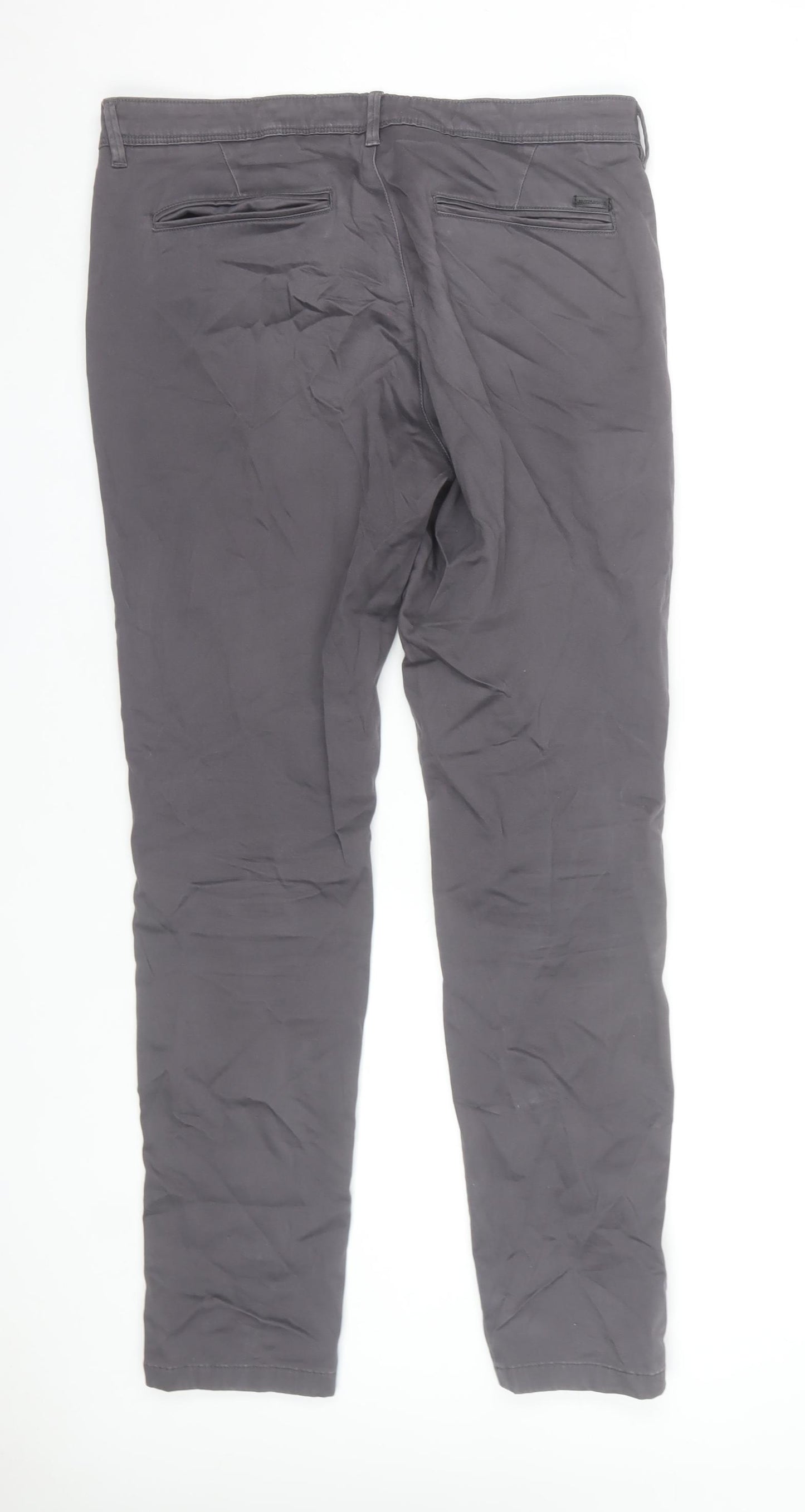 Jack & Jones Men's Grey Slim Fit Chino Trousers Size 32x32